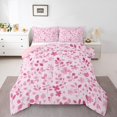 thumbnail image 1 of Erosebridal Ensemble de Couette à Fleurs Roses Printanières, Couette en Duvet Florale Botanique, Décor Maison Feuilles, Réversible 2 Pcs, 1 of 8