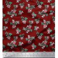 thumbnail image 1 of Soimoi Modal Satin Fabric Leaves & Rose Floral Decor Fabric Printed Yard 42 Inch Wide, 1 of 3