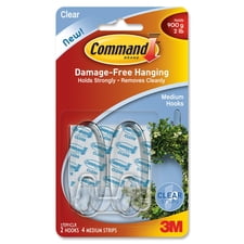 Command Clear Hooks, Medium, 2 Hooks, 4 Adhesive Strips