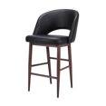 thumbnail image 1 of Plata Import Executive Stool in Black, PU Executive Stool, Mid-Century Counter Stool, Black PU Counter Stool, Kitchen PU Stool, Island Stool, Modern Counter Stool, with Backrest and Footrest, 1 of 3