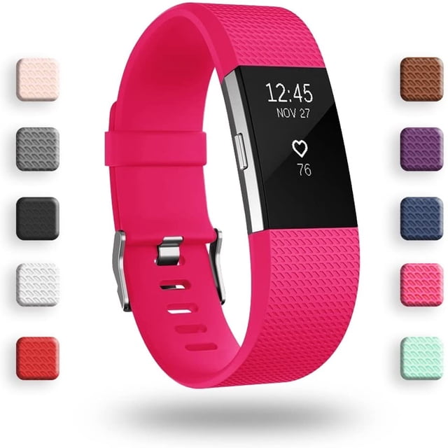 Replacement Bands Compatible for Fitbit Charge 2, Classic & Special Edition Adjustable Sport Wristbands(Rose Red,L)