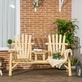 thumbnail image 2 of Outsunny Wooden Outdoor Double Bench Set with Center Table, Natural - Set of 1, 2 of 10