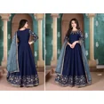 thumbnail image 2 of Custom Made Blue Wedding Reception Wear Designer Anarkali & Dupatta Free Shipping All Size, 2 of 5