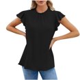 thumbnail image 1 of KIHOUT Nouveaux Hauts de Mode d'Été pour Femmes 2024, Mode Décontractée Dames Uni Manches Courtes Col Rond T-Shirt Plissé Blouse Noir TG, 1 of 6