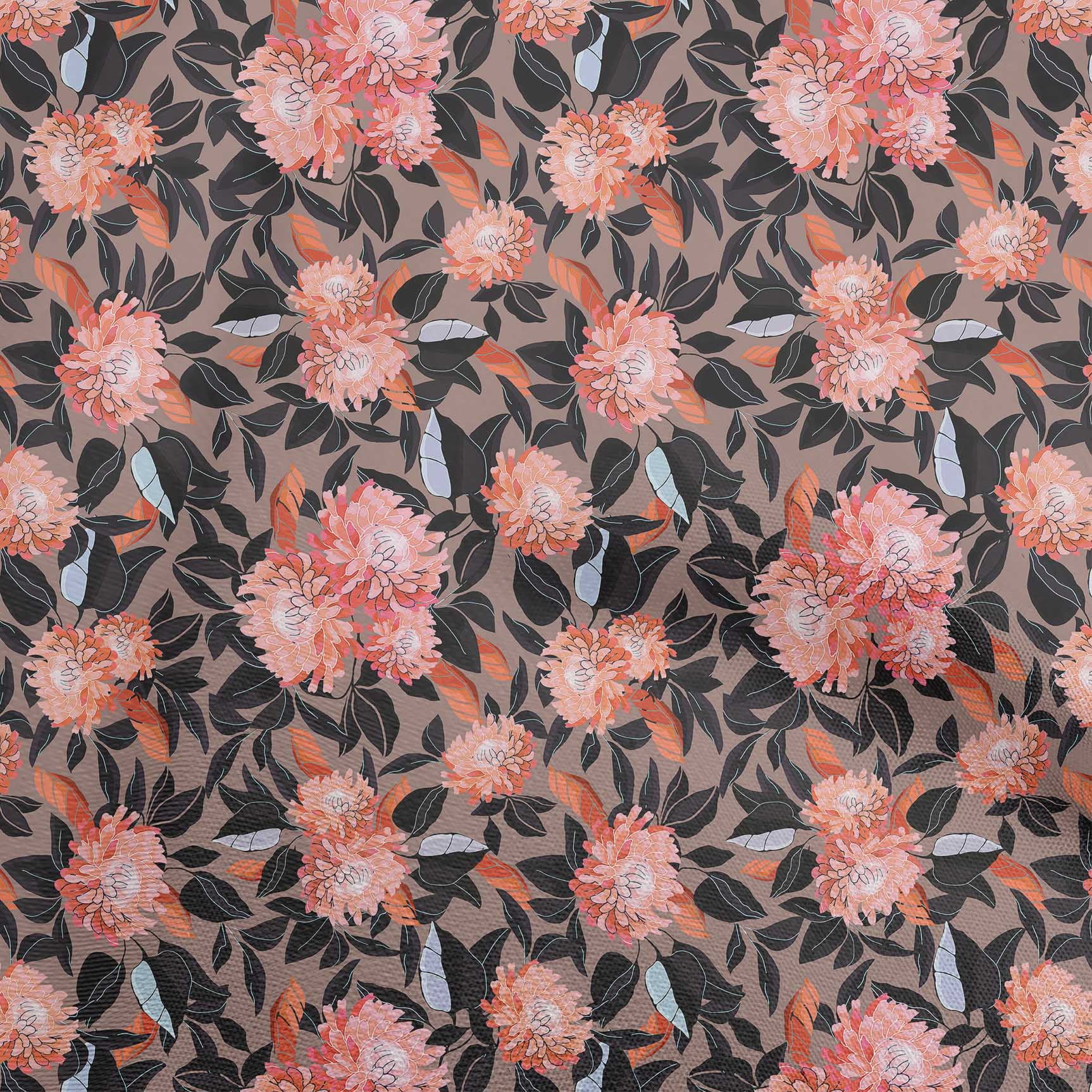 oneOone Polyester Spandex Orange Fabric Florals Sewing Material Print Fabric By The Yard 56 Inch Wide