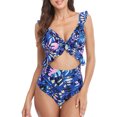 thumbnail image 1 of Charmo One Piece Bathing Suit for Women Ruffle Cut Out Swimsuits Strappy Monokinis, 1 of 6