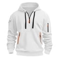thumbnail image 4 of Ketyyh-chn99 Sweat Suits for Men Set 2 Pcs Hoodie Jogger Sweatsuits Men's Sports Two Piece Solid Color Multipocket Half Zipper Hooded Sweater Color Matching Waist Casual Pants Size for S,White, 4 of 5