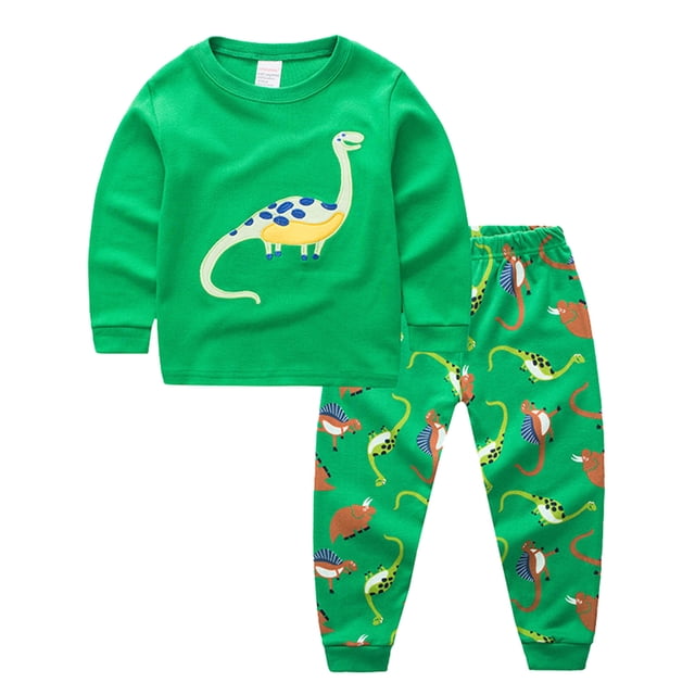 MIASHUI Pyjama Garçon Coton Planète Pjs Tout-Petit Ensemble de Sommeil 2 Pcs Vêtements pour Enfants, Vert, 4-5 Ans