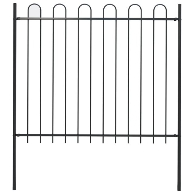 vidaXL Garden Fence with Hoop Top Steel 1.7 m Black
