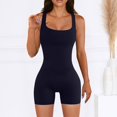 thumbnail image 2 of AherBiu Workout Bodysuits for Women Square Neck Sleeveless Compression Gym Yoga Short Jumpsuits Rompers, 2 of 7