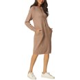 thumbnail image 4 of INSPIRE CHIC Chandail Molletonné Décontracté pour Femme à Enfiler, Manches Longues, Robe Midi à Capuche avec Poches, Kaki, TG, 4 of 7