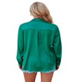 thumbnail image 4 of Women Button Down Satin Shirts  Long Sleeve Lapel Solid Color Relaxed Fit Office Work Blouse, 4 of 5