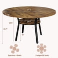 thumbnail image 2 of Table à Manger Ronde de 47 Pouces pour 4 à 6 Personnes, Table de Cuisine Style Ferme, Table de Souper Ronde avec Tablette de Rangement pour Cuisine, Salon (Table Seulement), Brun Rustique, 2 of 8