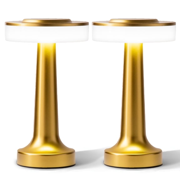 Bell + Howell Lexington Lampe de Table Petite Sans Fil Tactile DEL Rechargeable pour Table de Chevet Bureau Table de Nuit Or - Lot de 2