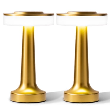 Bell + Howell Lexington Lampe de Table Petite Sans Fil Tactile DEL Rechargeable pour Table de Chevet Bureau Table de Nuit Or - Lot de 2