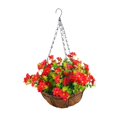 thumbnail image 2 of jifeng Artificial Flowers in Hanging Basket Decorative Planter for Lawn Patio Porch Red, 2 of 9