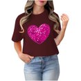 thumbnail image 4 of TIMIFIS T-Shirts à Manches Courtes de la Saint-Valentin pour Femmes Mode Décontractée Col Rond T-Shirt Imprimé Cœur d'Amour T-Shirt d'Été Ample Col Rond T-Shirts, 4 of 4