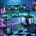 thumbnail image 1 of Bestier Gaming Desk with Power Outlets, 71.5 LED Computer Desk with Long Monitor Stand, Large L Shaped Corner Desk with Storage Shelf, Cup Holder Headset Hooks, Cool Desk for Gaming Room, Black, 1 of 1