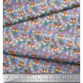 thumbnail image 2 of Soimoi Poly Georgette Fabric Leaves & Fox Face Cartoon Printed Fabric 1 Yard 52 Inch Wide, 2 of 3