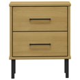 thumbnail image 2 of vidaXL Bedside Cabinet with Metal Legs Brown Solid Wood Pine OSLO, 2 of 5