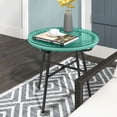 thumbnail image 2 of Outsunny Table d'Appoint en Rotin avec Rotin PE et Dessus en Verre Trempé, Vert, 2 of 10