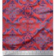 thumbnail image 1 of Soimoi Orange Rayon Fabric Vector Design Damask Decor Fabric Printed Yard 58 Inch Wide, 1 of 3