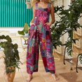 thumbnail image 2 of Womens Fashion Ethnic Style Patchwork Vintage Printed Buttons Suspender Jumpsuit, 2 of 4