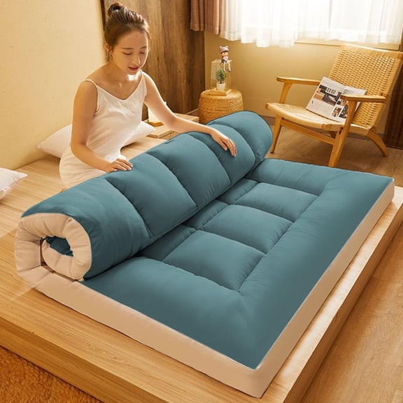 Matelas en Fibre de Polyester Pleine Grandeur Pliable Outoloxit, Extra Épais et Doux, Conception Respirante Lavable à la Machine pour Dortoirs d'Étudiants, Lit d'Appoint, Usage Portable