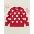 thumbnail image 2 of Chandails en Tricot pour Bébé Fille de la Saint-Valentin avec Imprimé Cœur Mignon Manches Longues Col Rond, 2 of 8