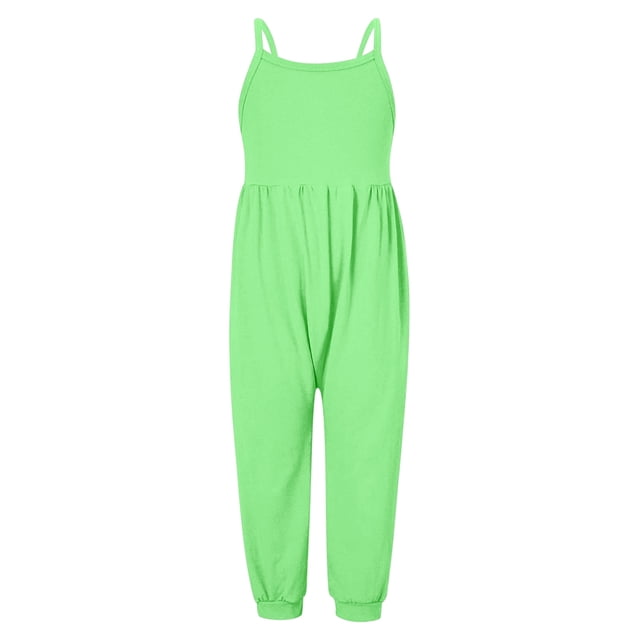 Girls Jumpsuit Solid Summer Rompers for Girls Sleeveless Rompers with Pockets Tween Girls Trendy Clothes 3T