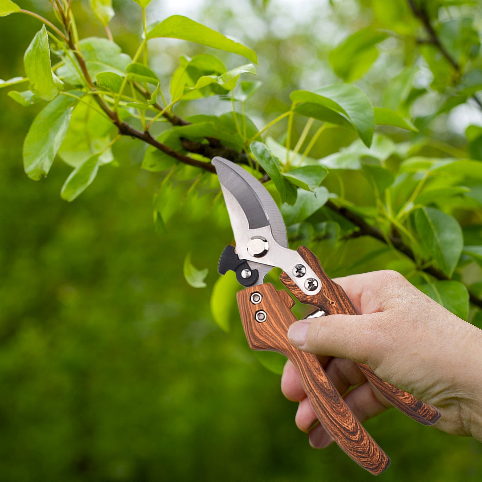 Yannianjz Garden Pruning Shears, Stainless Steel Blade Handheld Pruners, Bypass Trimming Shears with Ergonomic Handle, Ratchet Mechanism for Easy Cut, for Greenery Flowers
