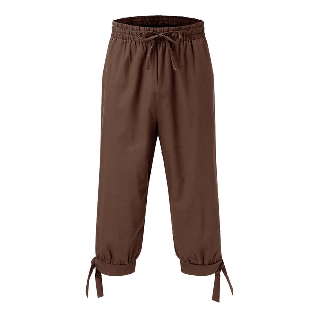 Mens Leisure Solid Color And Five Point Pocket Button Zipper Lace Up Shorts Pants