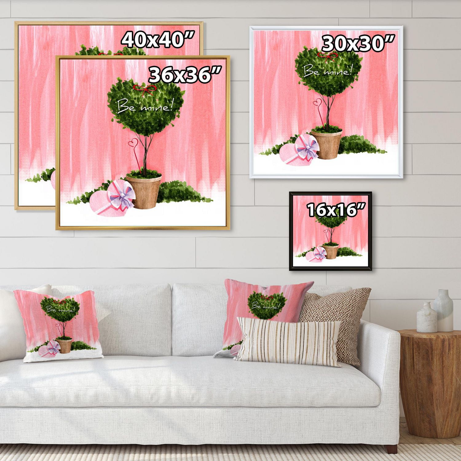 Designart Plante d'intérieur de la Saint-Valentin en forme de coeur ART MURAL À CADRE FLOTTÉ