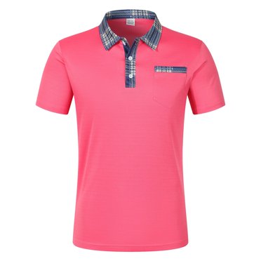 Kaemgyyd Mens Shirts Casual Short Sleeve Button Collar Breathable T Shirt Classic Fashion Plaid Golf Work Tee with Pocket