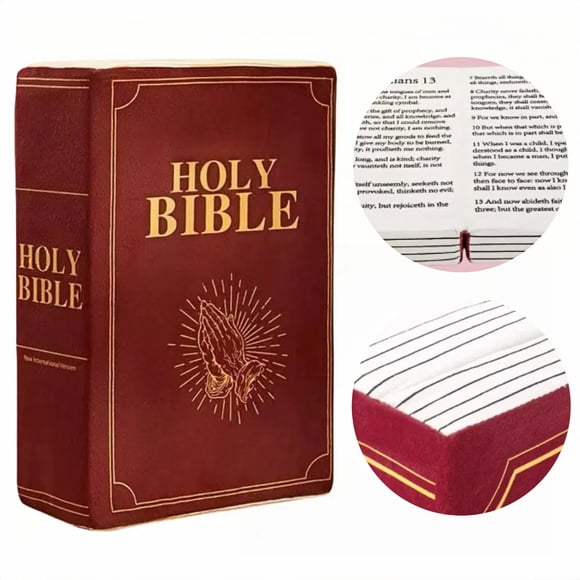 Bible Pillow,13x8.8x4 Inches,Bible Pillow Book Plush That Opens, for Kids Adults Christian Gifts, Decoration for Bedrooms, Living Rooms (Red)
