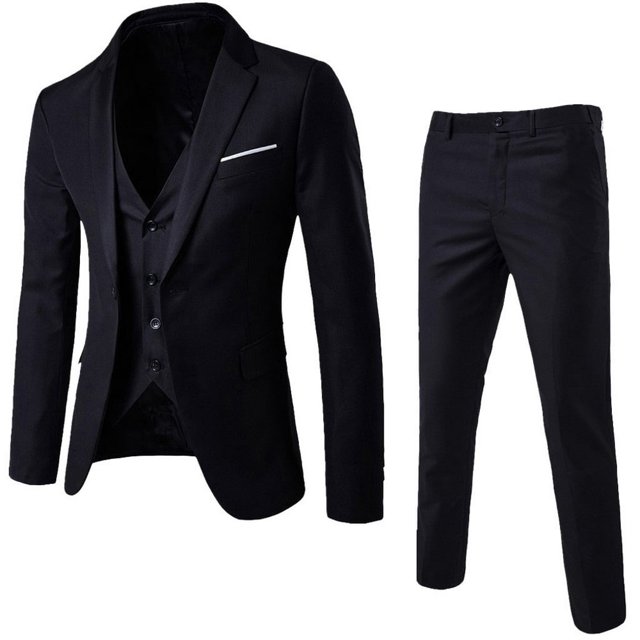 Men‘S Suit Slim 3-Piece Suit R Business Wedding Party Jacket Vest & Pants
