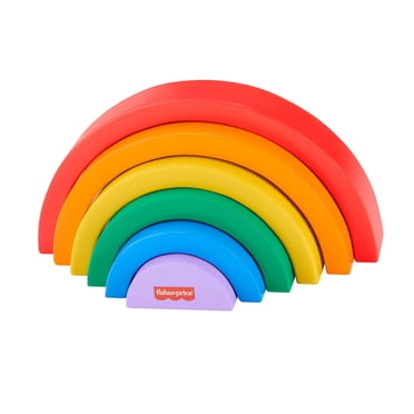 Fisher-Price Arc-en-ciel à empiler en bois, 6 éléments en bois