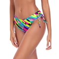 thumbnail image 3 of Ocean Blues Women's Full Coverage Swim Bottoms Sides Drawstring Mid Rise Bikini Bottom Color Block Print Bathing Suit Size S, 3 of 9