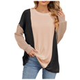 thumbnail image 1 of HUITKMM Tshirts 2024 Autumn and Winter Color Contrast Long Sleeve Loose Thread Stitching T Shirt, 1 of 9