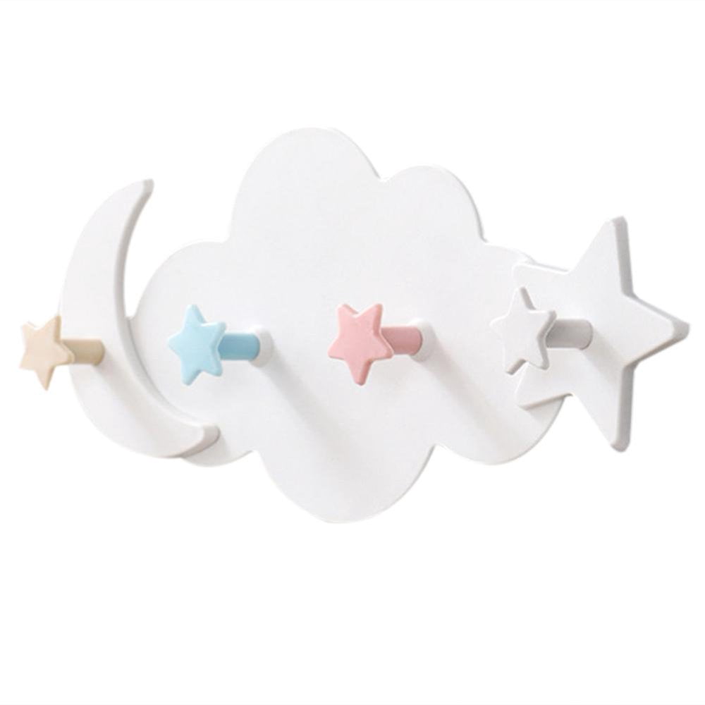 Crochet Nuage Étoile Rangement Vêtements Support Mural Chambre Enfant Décor 4 Crochets
