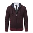 thumbnail image 1 of Wzzjkit Fall Clothes Men's Colid Color Long-sleeved Hooded Zipper Pocket Knitted Sweater Jacket, 1 of 4