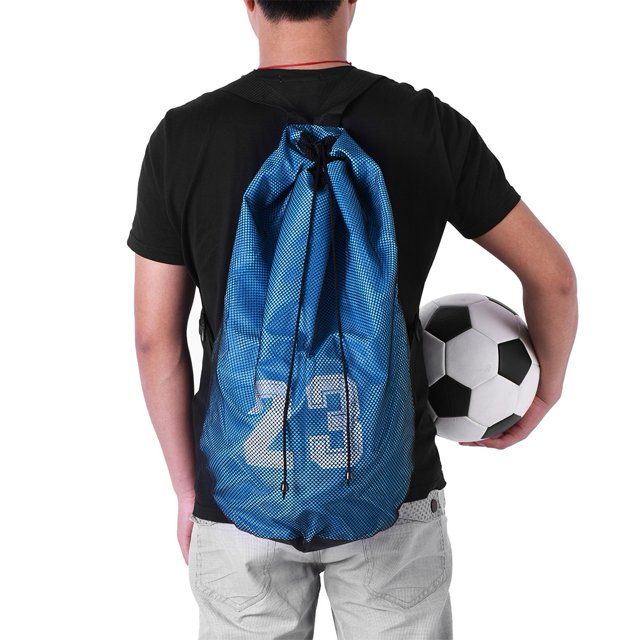 Basketball Football Soccer, Exercising Mesh Backpack Borsa Basket Training Bambino Shoulder Drawstring Bag Black