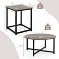thumbnail image 3 of Costway Ensemble de 3 Tables Basses Table Basse Ronde et 2 Tables d'Appoint Carrées Cadre en Métal, 3 of 10