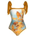 thumbnail image 3 of Maillot de Bain une Pièce pour Femmes avec Jupe de Plage Paréo Imprimé Floral Rétro Ensemble Bikini Deux Pièces, 3 of 4