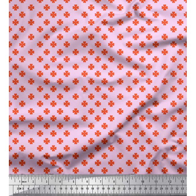 Soimoi Georgette Viscose Fabric Clover Leaves Printed Craft Fabric by the Yard 42 Inch Wide
