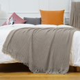 thumbnail image 4 of Meitianfacai Couverture de Canapé Housse Couverture Sieste de Bureau Couverture de Climatisation Couverture Tricotée à Franges Couverture de Sieste Couverture de Bout de Lit, Kaki, 4 of 6