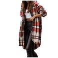 thumbnail image 1 of Plaid Trench Coat Womens Windbreaker Jacket Printed Shirt Zipper Irregular Jacket, 1 of 9