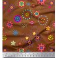 thumbnail image 1 of Soimoi Brown Polyester Crepe Fabric Insect & Floral Clip Art Print Fabric by The Yard 52 Inch Wide, 1 of 3