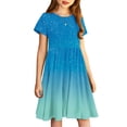 thumbnail image 4 of Soldes de Liquidation Aujourd'hui Offres Iumwxz Robe Décontractée Trapèze Robe Tunique pour Adolescentes Robe Col Rond Imprimé Dégradé Manches Courtes Robes pour Adolescentes Robe Élégante pour Fête des Fêtes 4-14a, 4 of 7