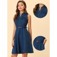 thumbnail image 2 of INSPIRE CHIC Robe-Chemise en Denim Sans Manches à Col en V avec Ceinture, Coupe Évasée, Bleu Foncé, m pour Femme, 2 of 4